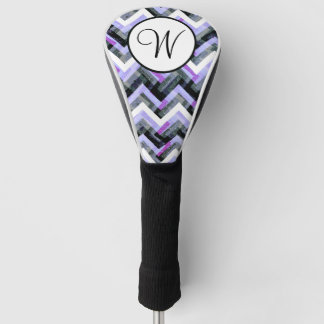 Lila Schwarz-weißes Zickzack texturiertes Monogram Golf Headcover