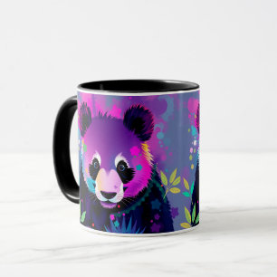 Lila-schwarze abstrakte Panda-Tasse Tasse