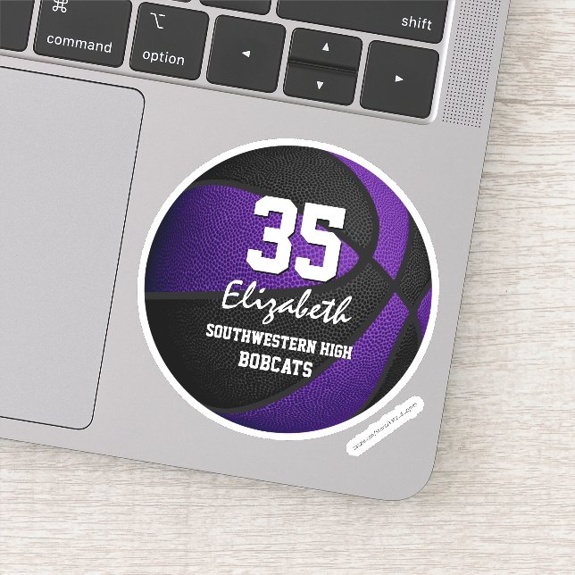 Lila schwarze Basketball-Mannschaft - Mädchen Aufkleber (Detail)