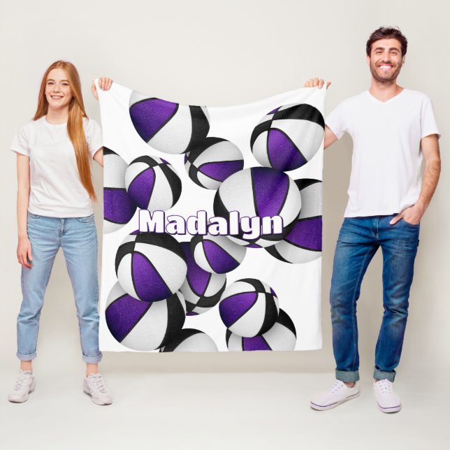 lila schwarze Basketballmannschaft farbenfrohe Spo Fleecedecke (Beispiel)