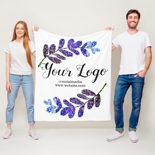 lila  schwarze Blätter mit Logo Fleecedecke (Beispiel)