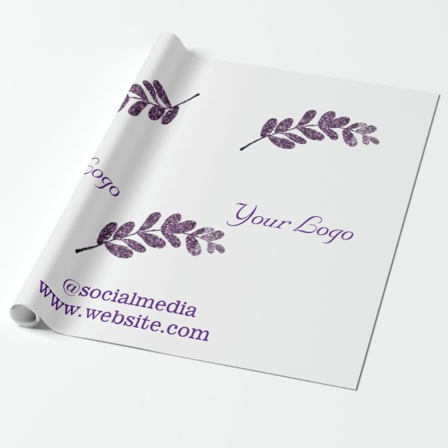 lila  schwarze Blätter mit Logo Geschenkpapier (Ungerollt)