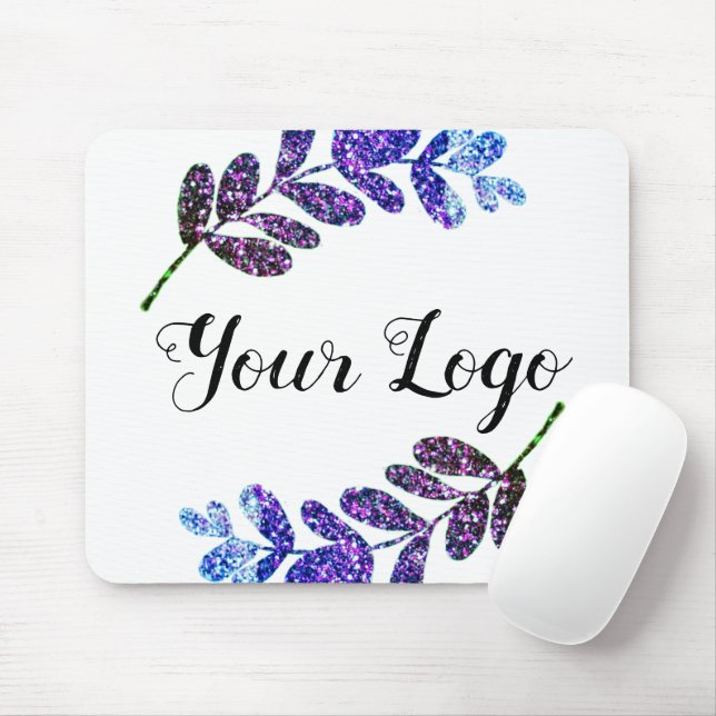 lila  schwarze Blätter mit Logo Mousepad (Mit Mouse)