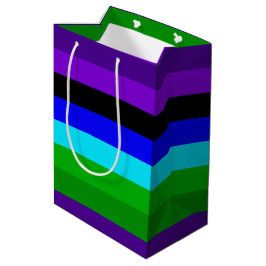 Lila, schwarze, blaue und grüne Streifen Mittlere Geschenktüte