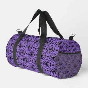 Lila schwarze Blume nahtloses Muster Duffle Bag
