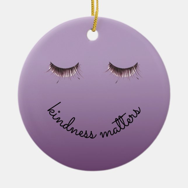 Lila Schwarze Eyelashes Keramik Ornament (Vorne)