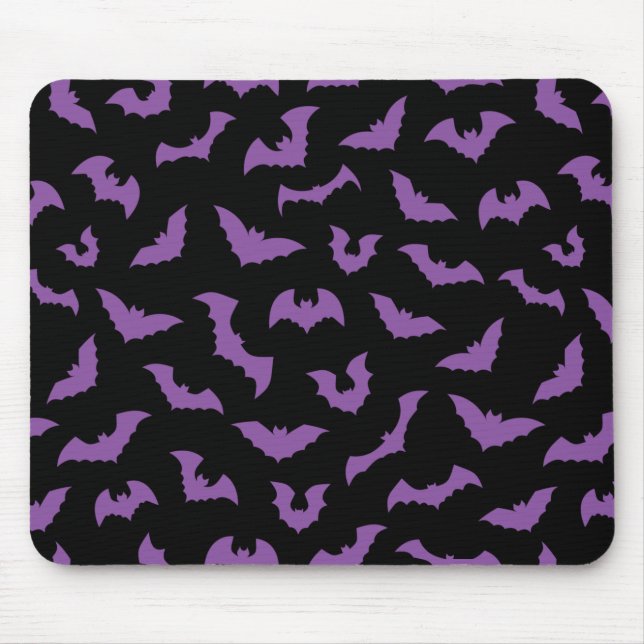 Lila schwarze Fledermäuse mit Horror Mousepad (Vorne)