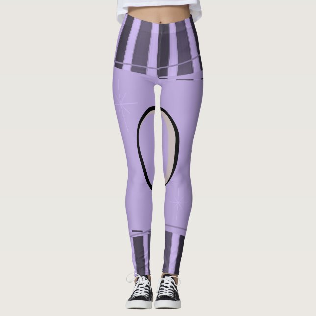lila schwarze Frauen Leggings (Vorderseite)