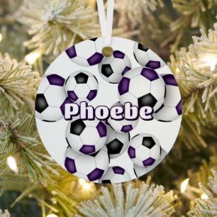 lila schwarze Fußballbälle Sportkugel Ornament Aus Metall