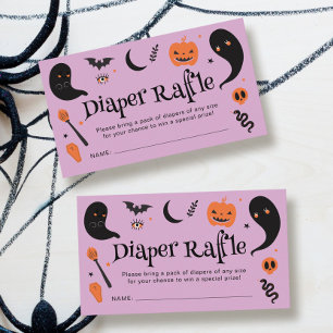 Lila-schwarze Halloween-Baby-Shower-Windel-Raffle Begleitkarte