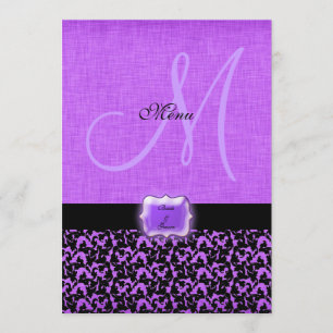 Lila schwarze Hochzeitsmenüschablone Menükarte