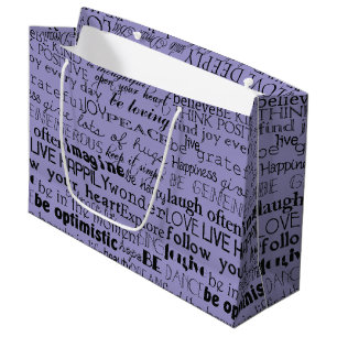 Lila schwarze Inspirationswörter Große Geschenktüte
