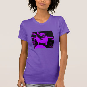 Lila Schwarze Katze T-Shirt