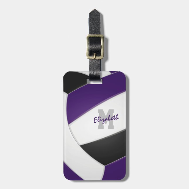 lila schwarze Mannschaftsfarben geben Mädchen Voll Gepäckanhänger (Vorderseite vertikal)