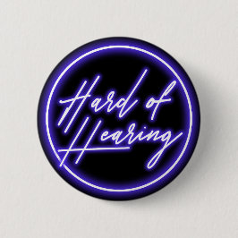 Lila Schwarze Neon-Typografie Hörgeschädigt Button