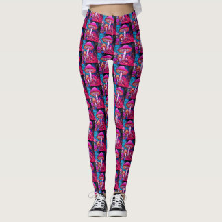 Lila-schwarze Pilze auf modernen, angepassten, eng Leggings