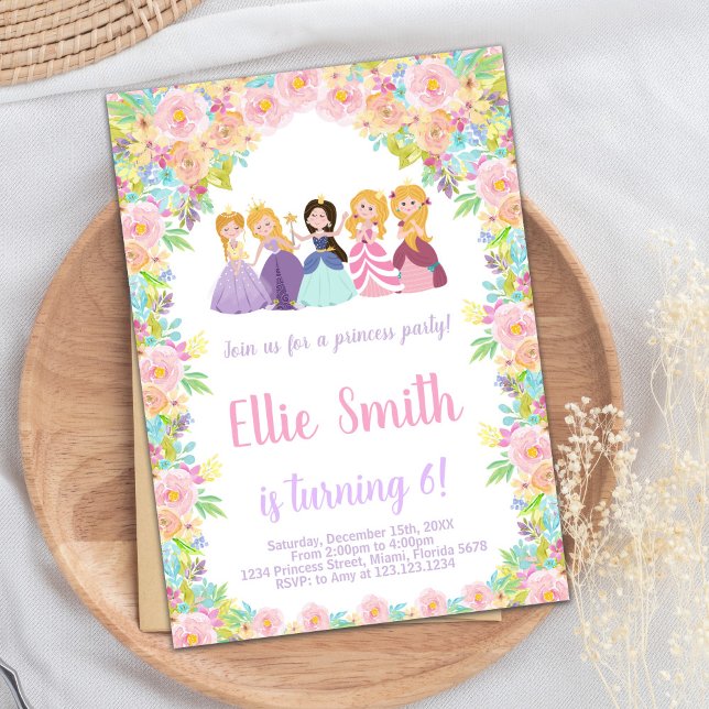 Lila Schwarze Prinzessinnen Einladung zum Geburtst (Purple Black Princesses Birthday Invitation)