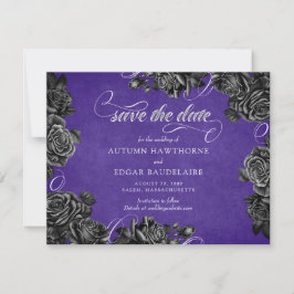 Lila Schwarze Rose Gothic Wedding Save The Date