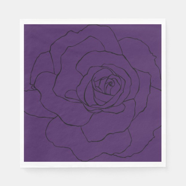 Lila schwarze Rose Serviette (Vorderseite)