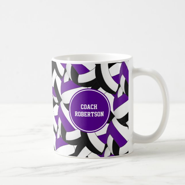 lila schwarze Schulfarben - Volleyballbussen Kaffeetasse (Rechts)