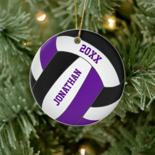 lila schwarze Sportmannschaft spielt Jungenvolleyb Keramik Ornament