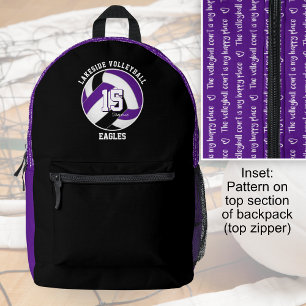 lila schwarze Sportmannschaft spielt Volleyball Bedruckter Rucksack