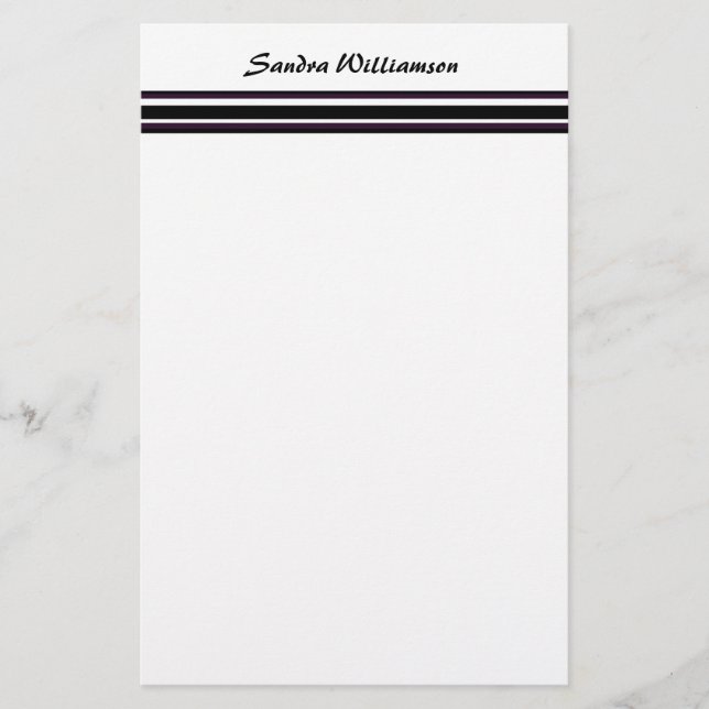 lila schwarze Streifen Briefpapier (Vorderseite)