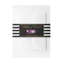 Lila Schwarze Streifen Hochzeit Einladungsbanderole
