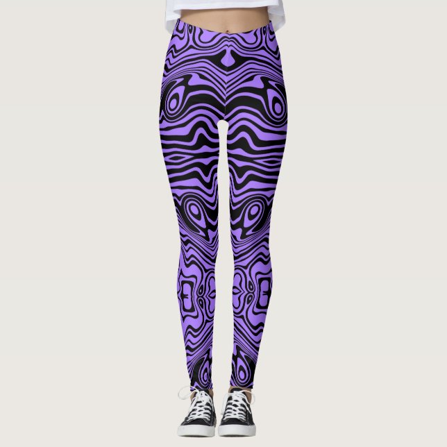 Lila schwarze Streifen oder Farbauswahl Leggings (Vorderseite)