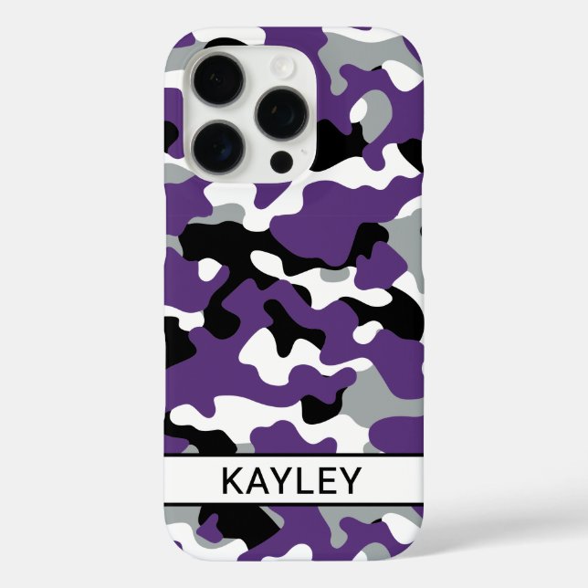 Lila-schwarze Tarnung Personalisiert Case-Mate iPhone Hülle (Rückseite)