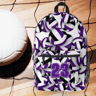 lila schwarze Volleyball-Mannschaftsfarben individ Bedruckter Rucksack