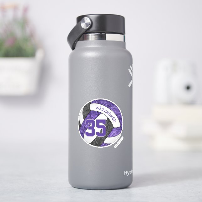 lila schwarze Volleyballmannschaft Aufkleber (HydroFlask)