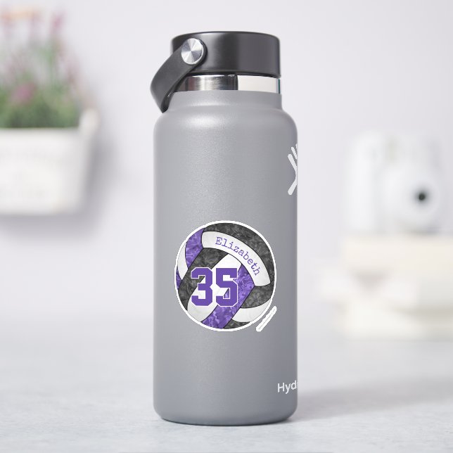 lila schwarze Volleyballmannschaft Aufkleber (HydroFlask)
