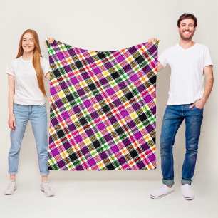 Lila Schwarzer Mehrfarbiger Flanell Kariert Tartan Fleecedecke