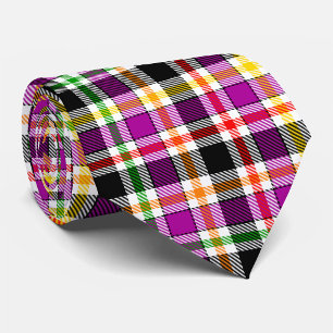 Lila Schwarzer Mehrfarbiger Flanell Kariert Tartan Krawatte