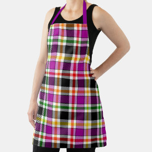 Lila Schwarzer Mehrfarbiger Flanell Kariert Tartan Schürze