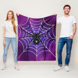 Lila Schwarzer-Spinne-Spange Fleecedecke