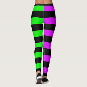 Lila Schwarzer Streifen Halloween-Leggings Leggings