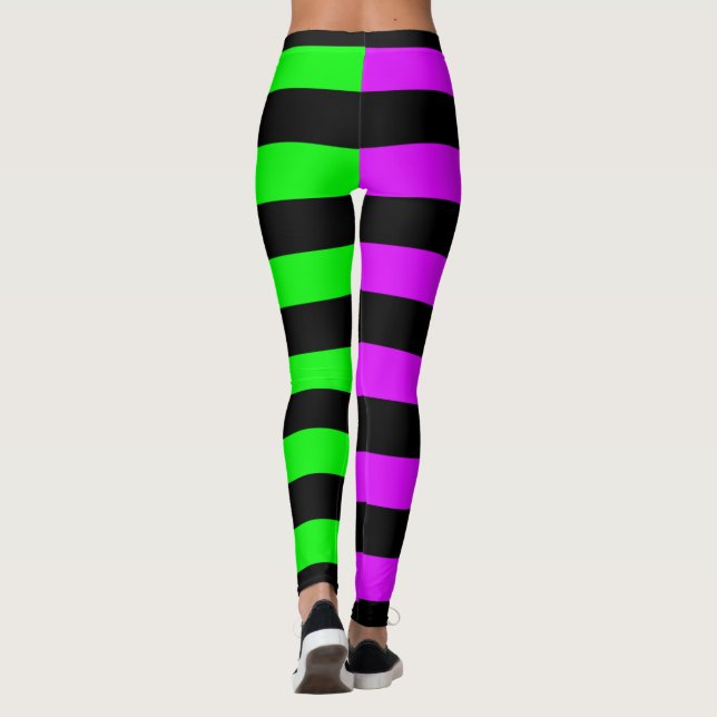 Lila Schwarzer Streifen Halloween-Leggings Leggings (Rückseite)