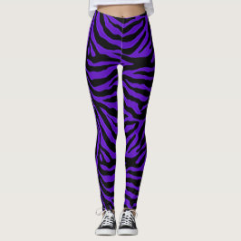 Lila schwarzer Streifenzebra-Tierdruck-Leggings Leggings