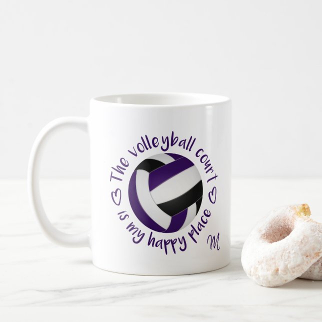 lila schwarzer Volleyballplatz Kaffeetasse (Mit Donut)