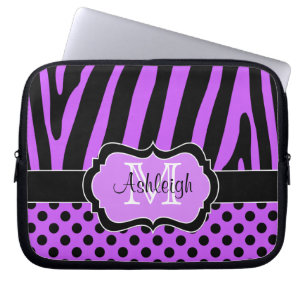 Lila schwarzer Zebra Stripes Laptopschutzhülle