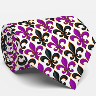 Lila-schwarzes Barock-Lilienmuster-Design Krawatte