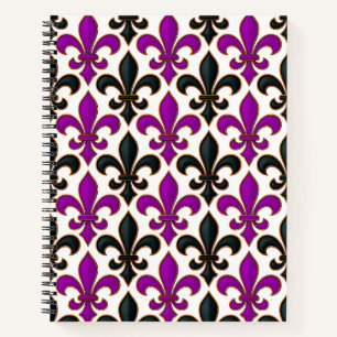 Lila-schwarzes Barock-Lilienmuster-Design  Notizbuch