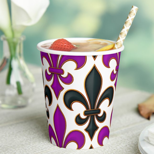 Lila-schwarzes Barock-Lilienmuster-Design  Pappbecher (Von Creator hochgeladen)