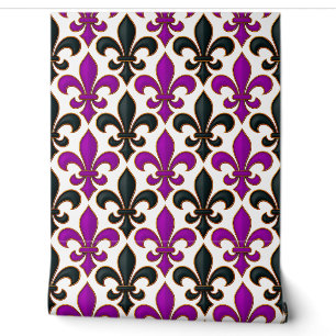Lila-schwarzes Barock-Lilienmuster-Design  Tapete