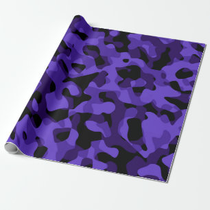 Lila Schwarzes Camouflage-Druckmuster Geschenkpapier