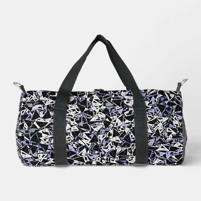 Lila schwarzes Dreieckmuster Klein Duffle Bag (Vorderseite)
