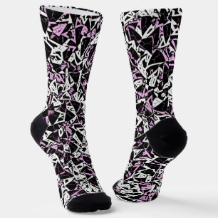 Lila schwarzes Dreiecksmuster Socken