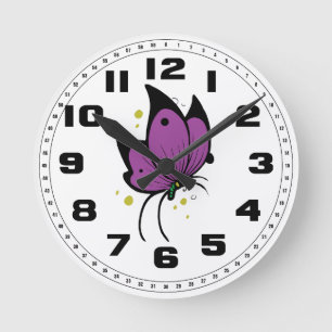 Lila Schwarzes gefüllter sommersprossiger Runde Wanduhr